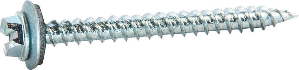 8 x 1 Slotted Hex Washer Self Piercing Screw Zinc Plated w/ Neo