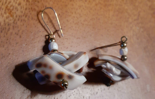 Small Handmade Natural Atlantic Coast Shell Dangle  Earrings