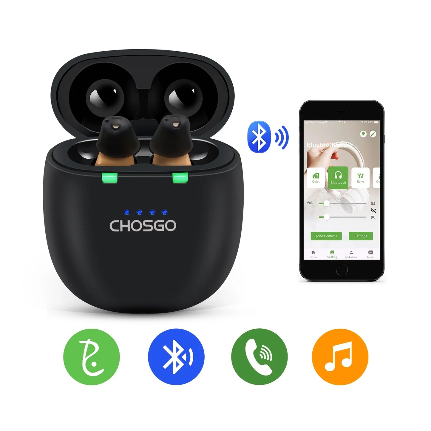 SmartU Rechargeable OTC Hearing Aids With 2-Year Plan