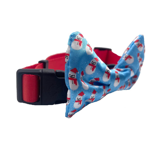 Snowman Christmas Blue Dog Bow Tie