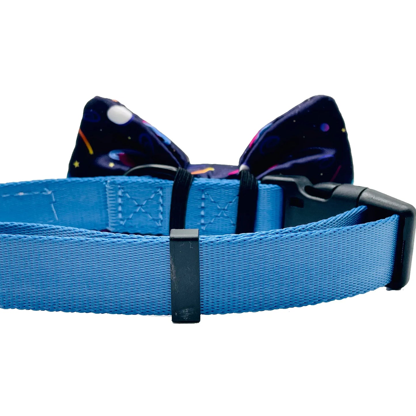 Space Planets Dog Bow Tie Navy Blue