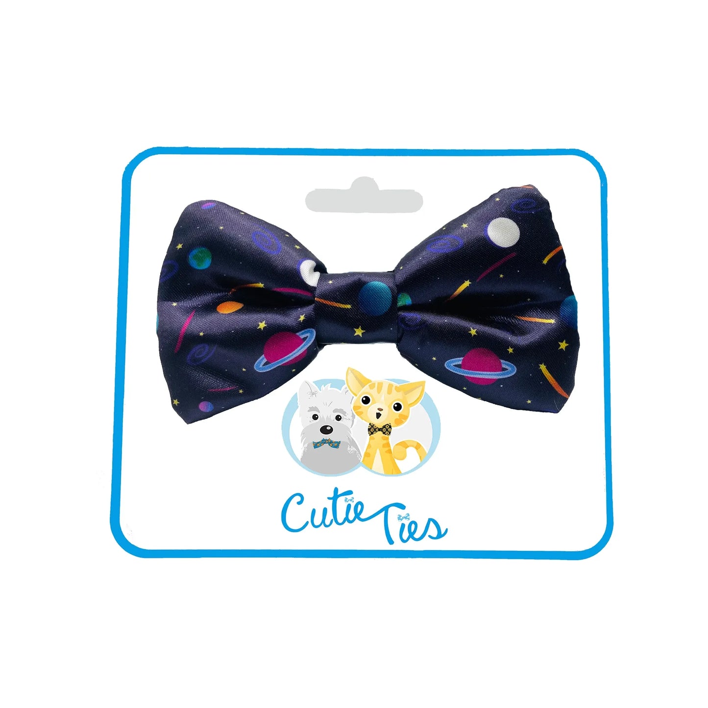 Space Planets Dog Bow Tie Navy Blue