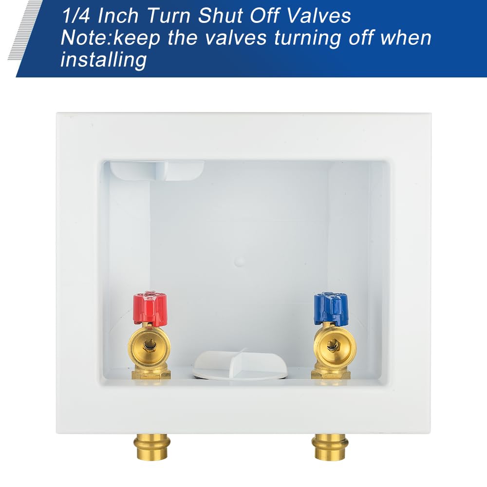 1/2" Copper Press Inlet, Washing Machine Outlet Box, Center Drain