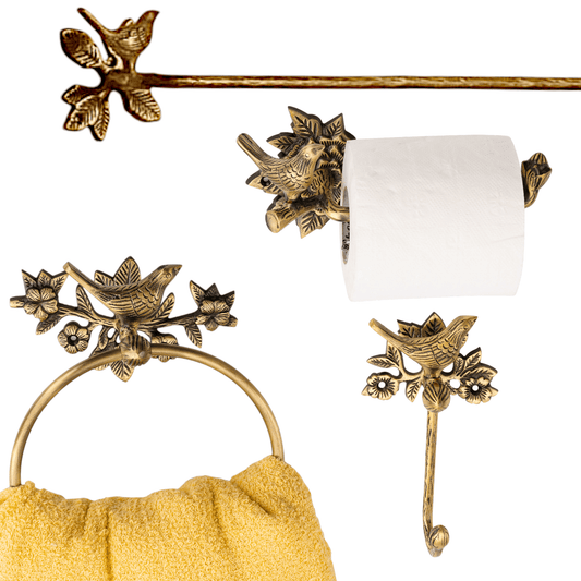 Brass Bird Bathroom Set - Antique Brass