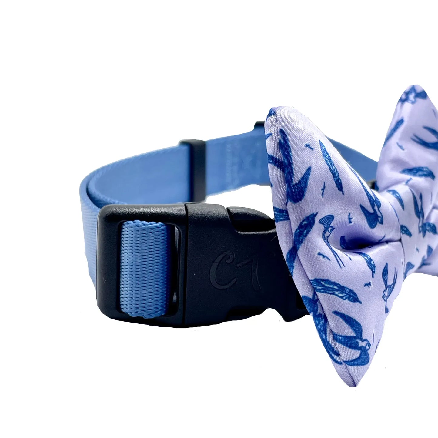 Swallow & Feather Dog Bow Tie Purple