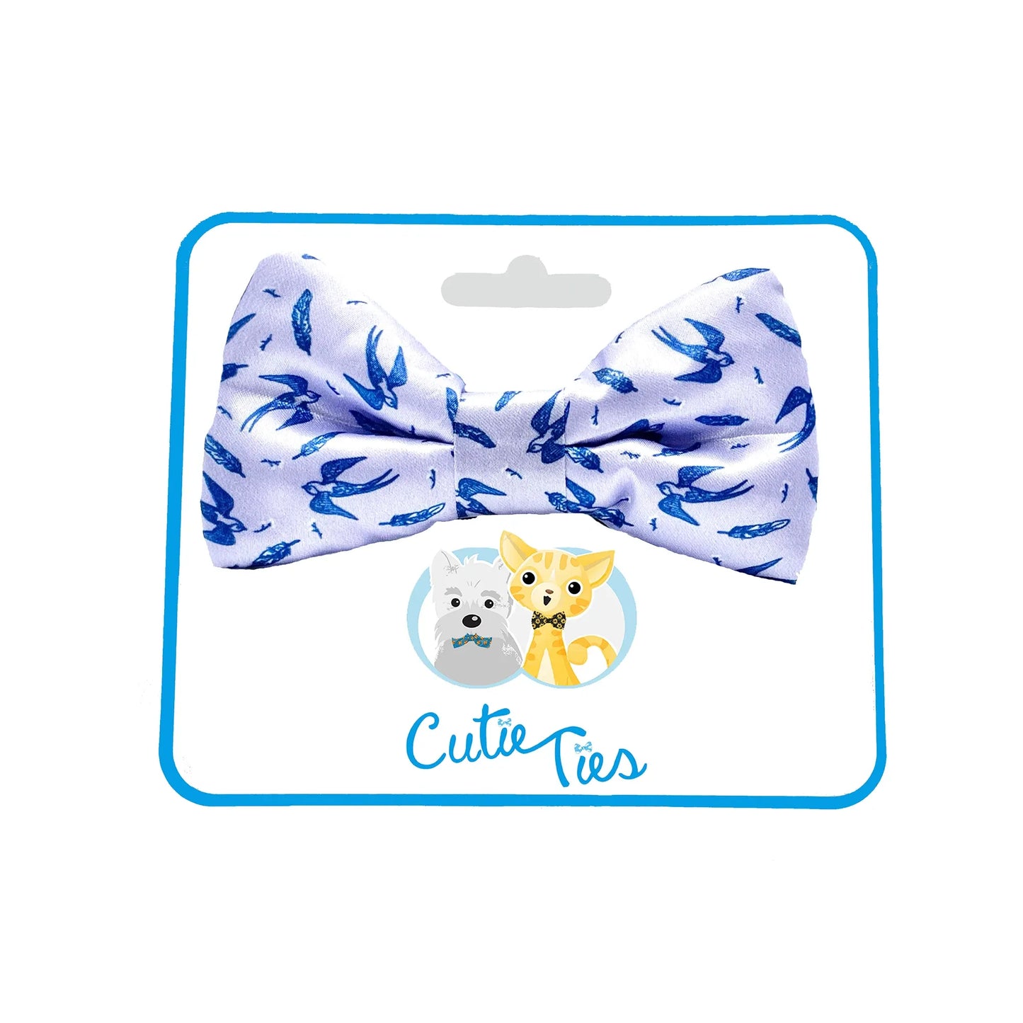 Swallow & Feather Dog Bow Tie Purple