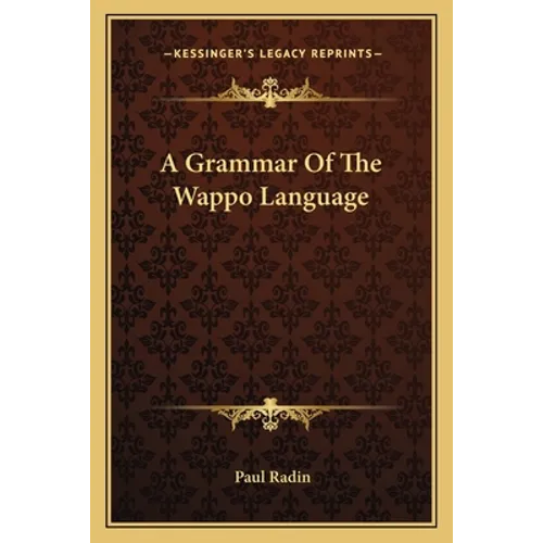 A Grammar Of The Wappo Language
