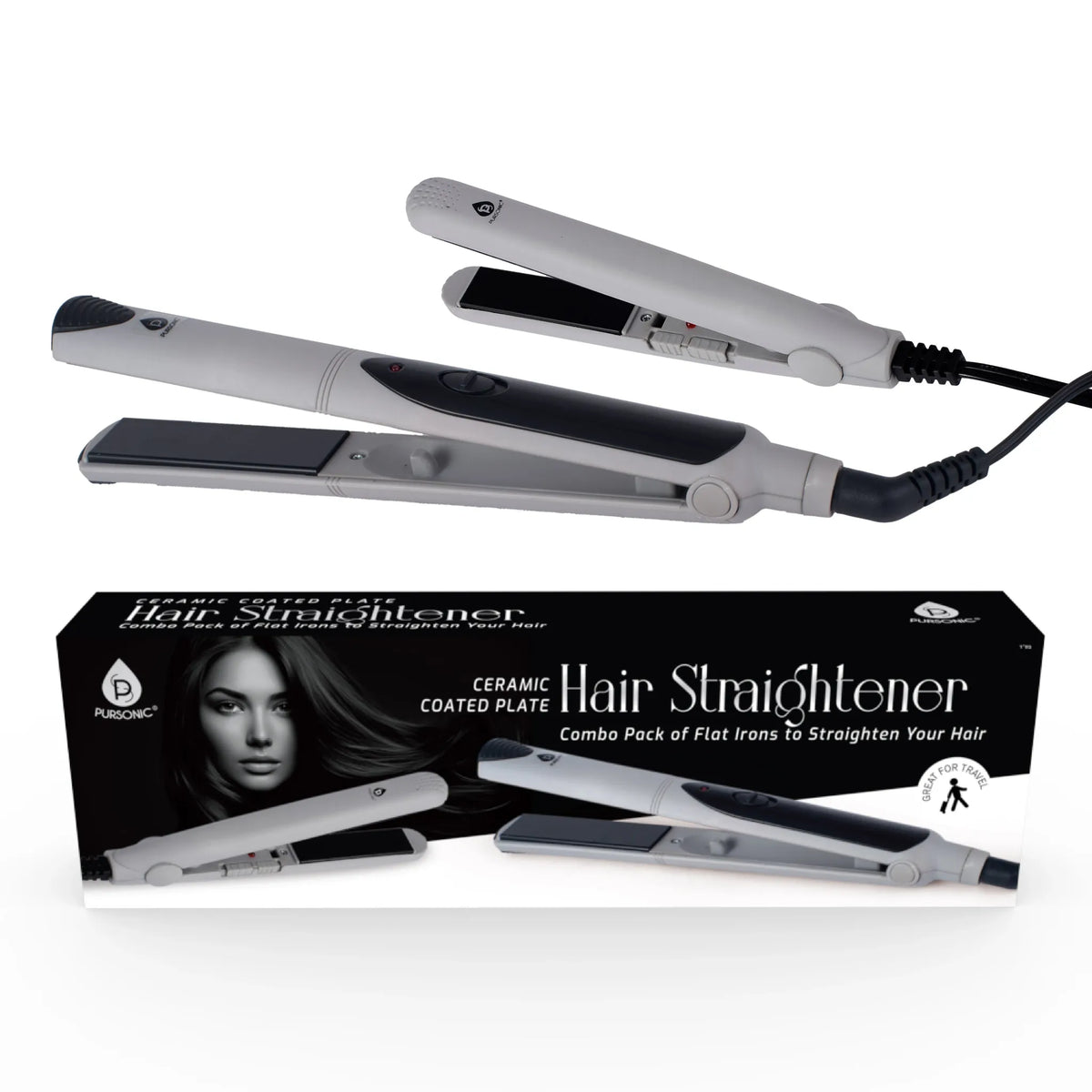 Professional Salon Quality Flat Iron Hair Straightener With A Free Travel Straightener - 🆕 New Arrivals, Sellers in New York, Products from Pursonic, All Products, 💄 Health + Beauty - Little Red General Store
