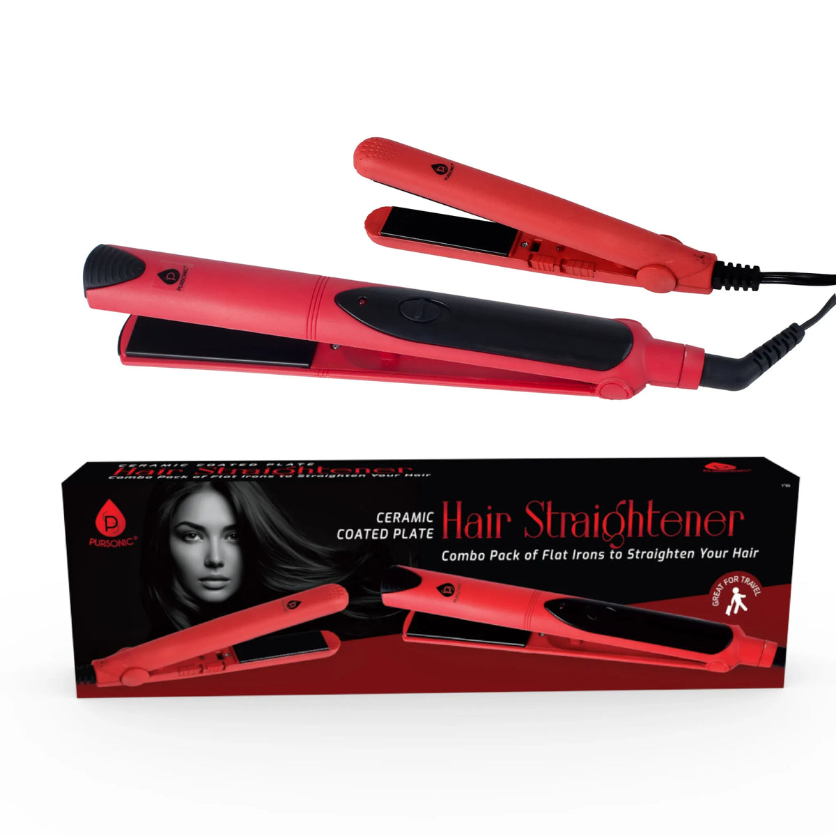 Professional Salon Quality Flat Iron Hair Straightener With A Free Travel Straightener - 🆕 New Arrivals, Sellers in New York, Products from Pursonic, All Products, 💄 Health + Beauty - Little Red General Store
