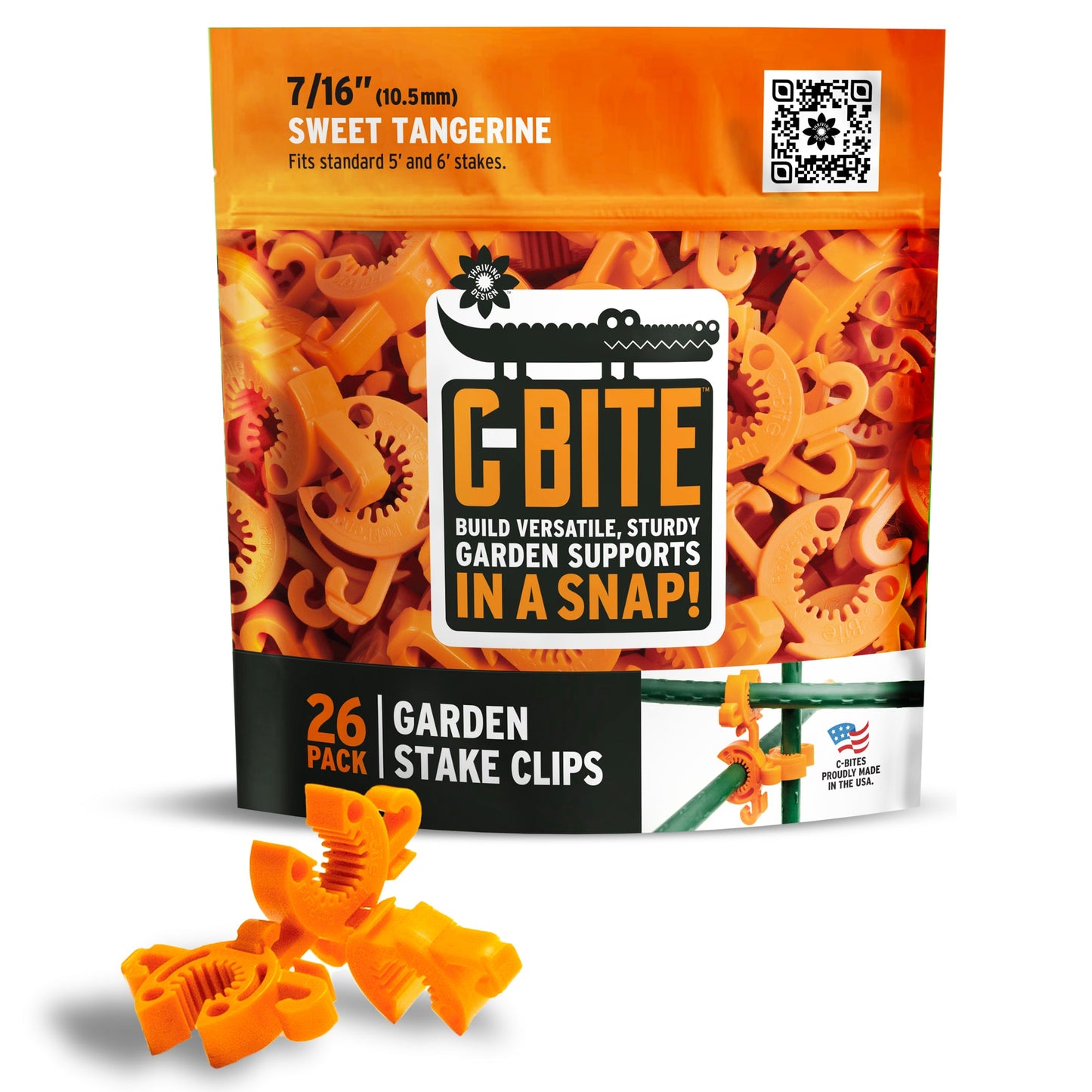 Dark Green C-BITE Garden Stake Clips for 7/16" Garden Stakes (In quantities of 26, 100 and 1000)