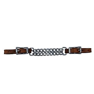 TOUGH1 NYLON CURB STRAP WITH DOUBLE CHAIN-BROWN
