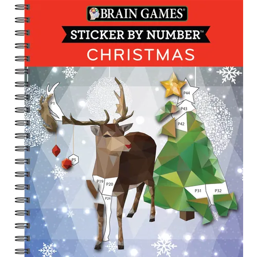 Brain Games - Sticker by Number: Christmas (28 Images to Sticker - Reindeer Cover): Volume 1