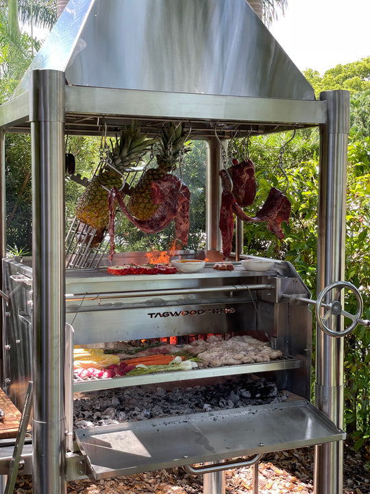 Tagwood BBQ Silver Bullet Argentine Wood Fire & Charcoal Grill - All Stainless Steel - BBQ02SS