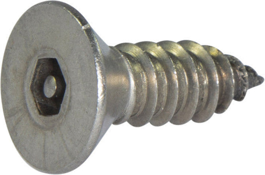 6 x 3/8 Tamper Resistant Hex Flat Head Socket Sheet Metal Screw 18-8 Stainless Steel (1/8)