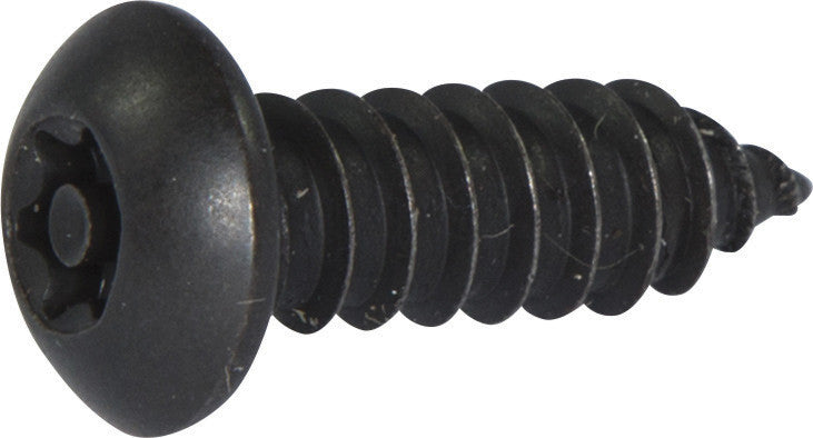 10 x 1 1/4 Tamper Resistant Torx Drive Button Head Sheet Metal Screw Steel Black (T-25)