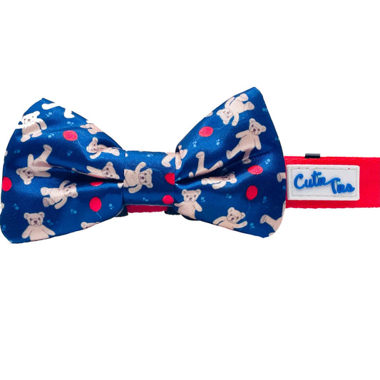Teddy Bear Dog Bow Tie Blue