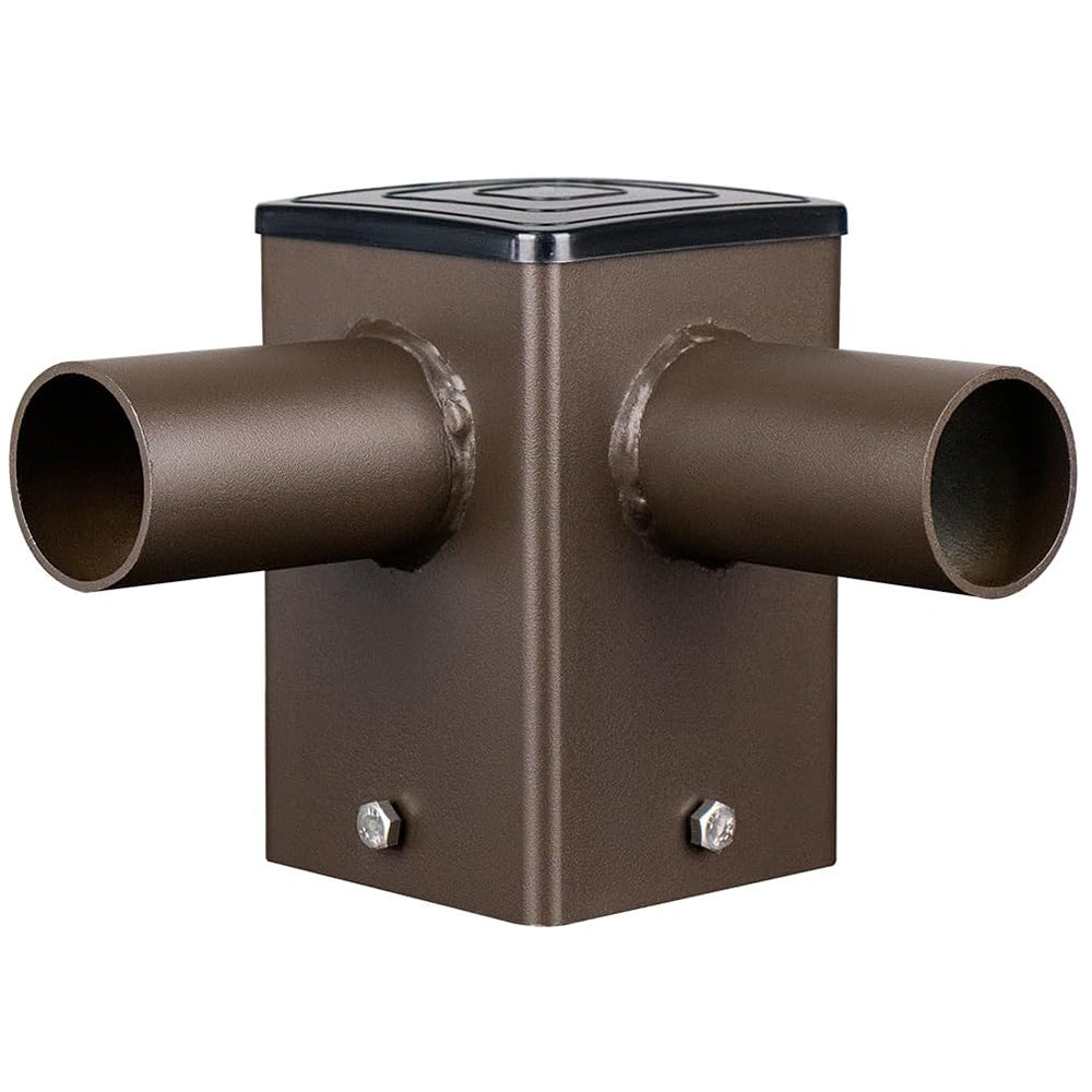 4" 90° Twin Square Horizontal Tenon Adapter for Square Light Pole, Outdoor LED Street Light, Roadway Light, Parking Lot Light Mounting Bracket