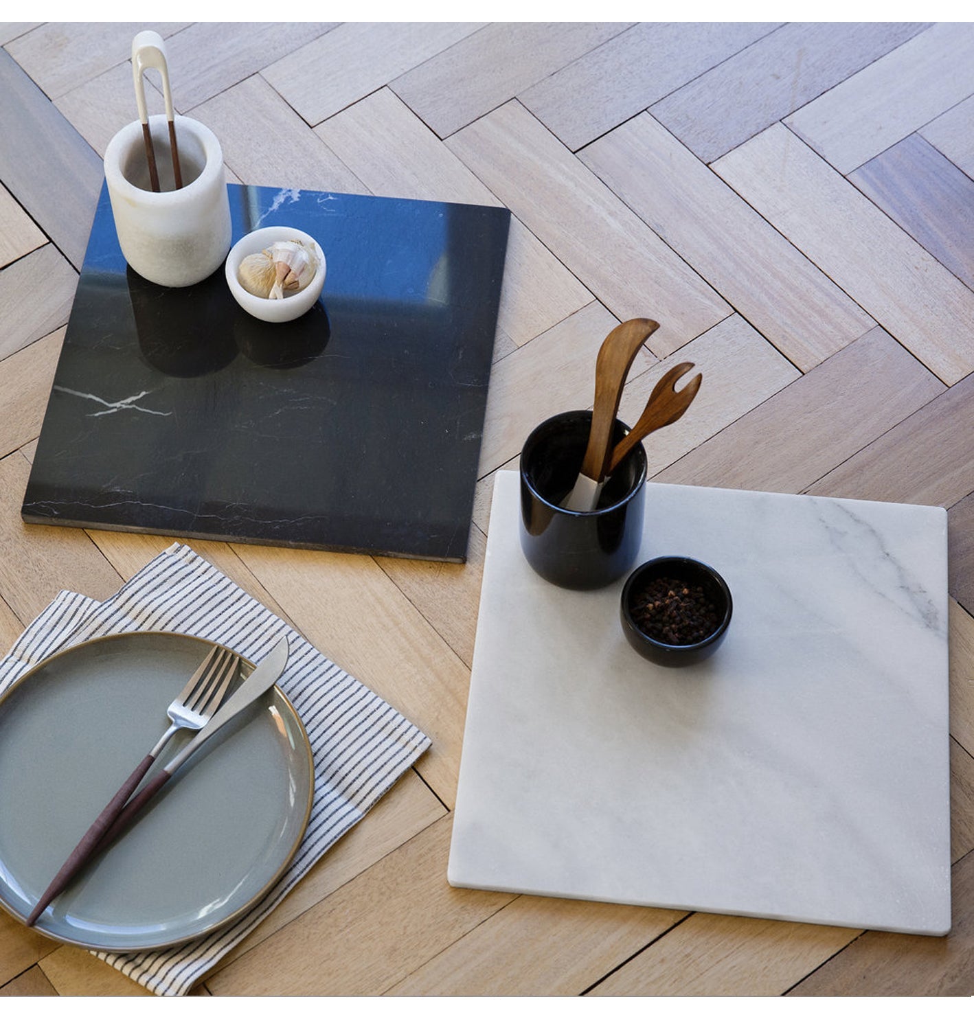 Marble Charcuterie Square Cutting/Serving Board Semi-Polished