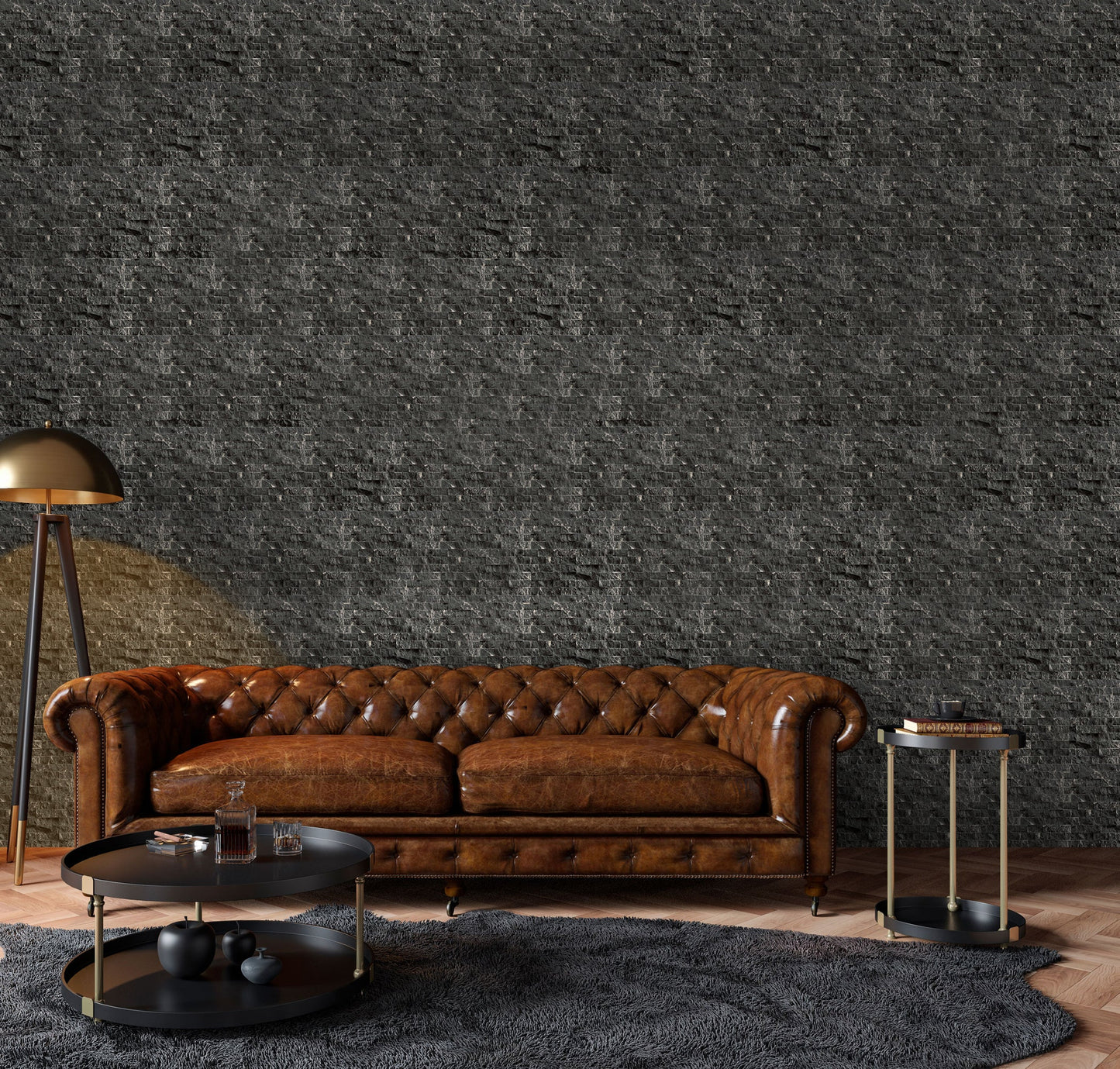 Toros Black Marble Split Face Brick Mosaic Wall Tile - Livfloors Collection