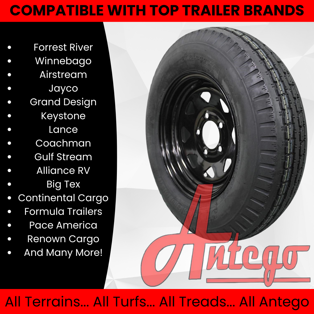 (Set of 2) Antego Tire and Wheel  175/80D13 Highway Terrain – 13.0-Inch Rim, 6-Ply-Ply Strength, Load 91.0, Speed M – Heavy-Duty Trailer Tire | A130454510096206ST17580D13-B2