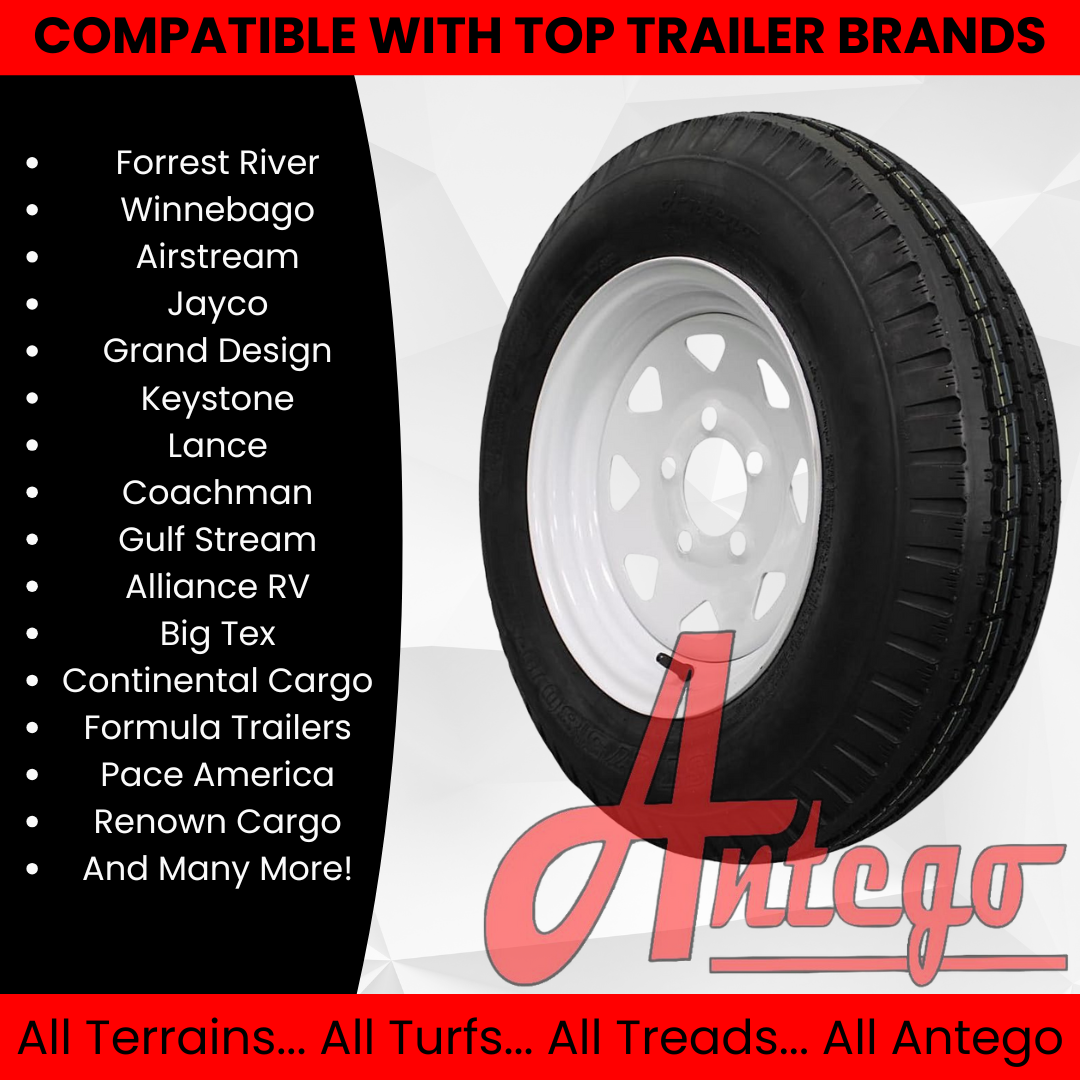 (Single Assembly) Antego Tire and Wheel Heavy-Duty 175/80D13 Highway Terrain – 6-Ply-Ply, 13.0-Inch Wheel, Designed for Secure & Stable Towing | A130454510116206ST17580D13