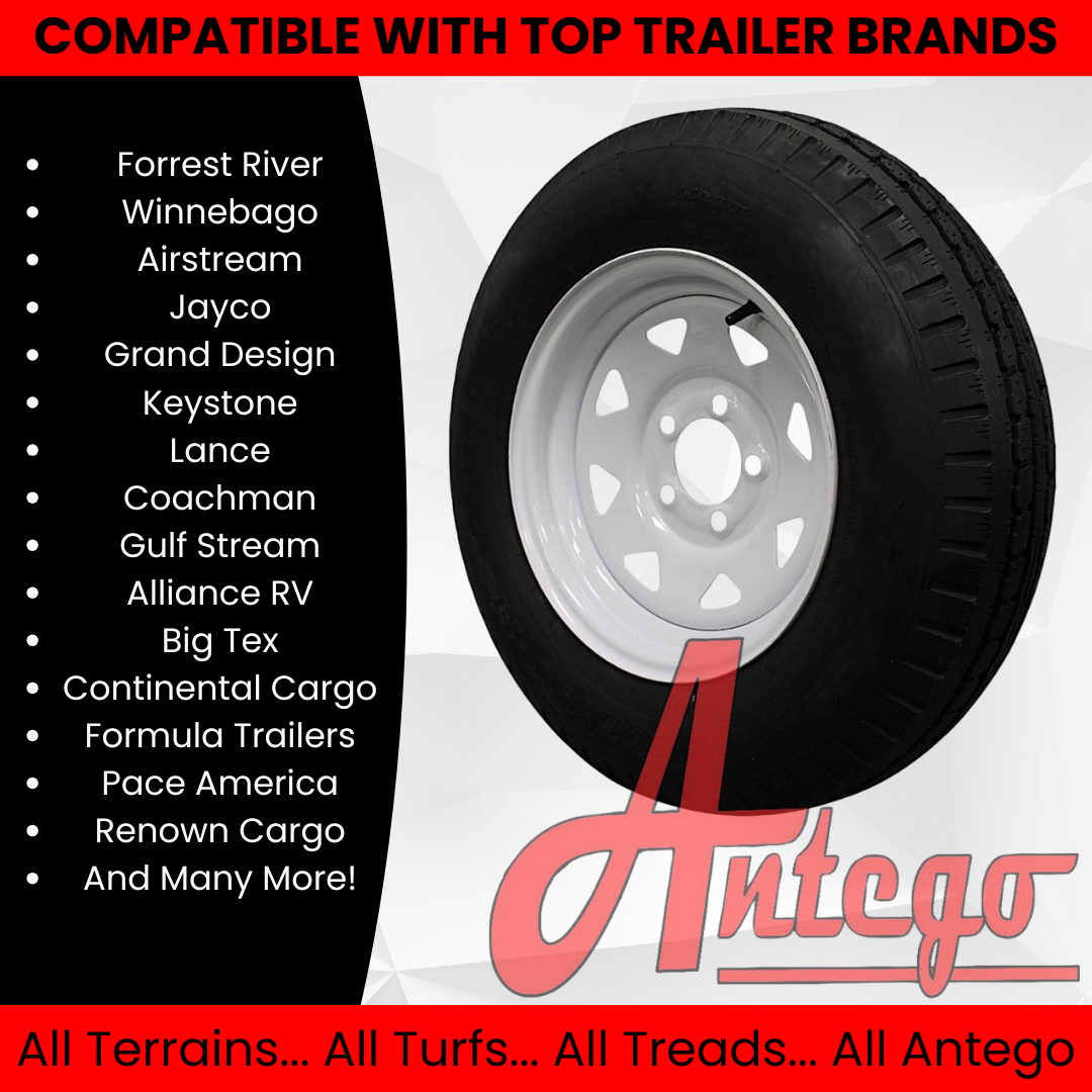 (Single Assembly) Antego Tire and Wheel  205/75D14 Highway Terrain – 14.0-Inch Rim, 6-Ply-Ply Strength, Load 100.0, Speed M – Heavy-Duty Trailer Tire | A140554020116206ST20575D14