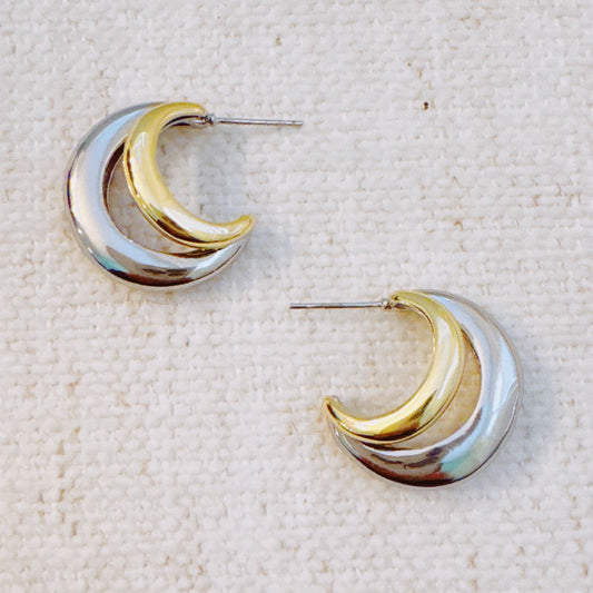 Two Toned Paired Hoop Earrings