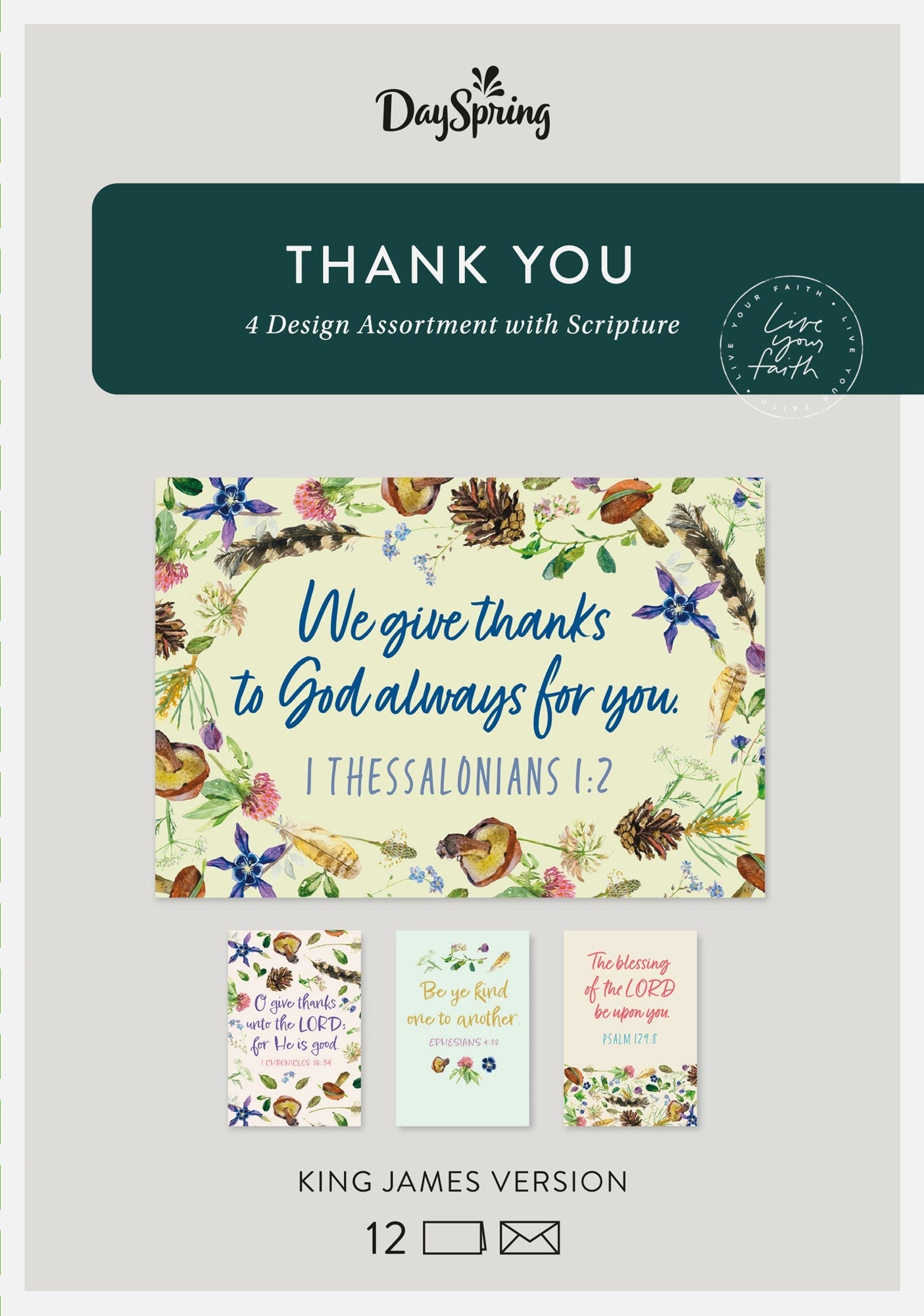 U0061 - DAYSPRING Simple Nature - Thank you Cards 12 Cards w/ Scripture