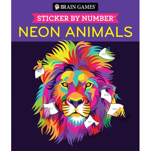 Brain Games - Sticker by Number: Neon Animals (28 Images to Sticker)