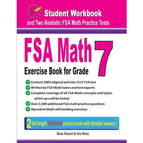 FSA Math Exercise Book for Grade 7: Student Workbook and Two Realistic FSA Math Tests