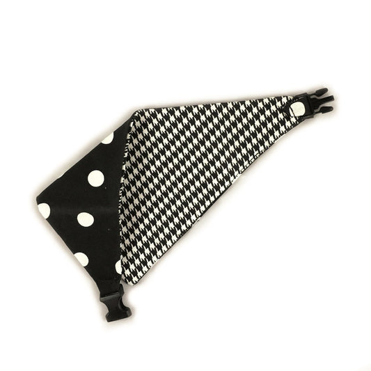 Black Houndstooth Reversible Dog Bandana
