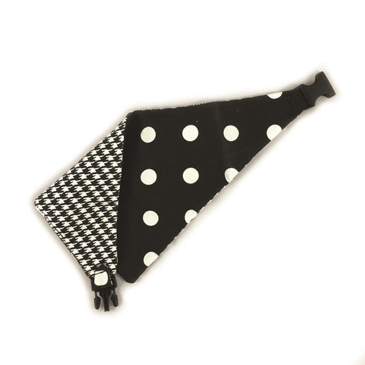 Black Houndstooth Reversible Dog Bandana