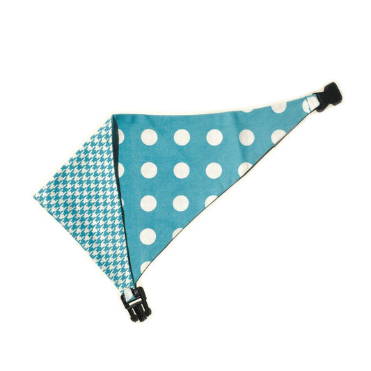 Baby Blue Houndstooth Reversible Dog Bandana