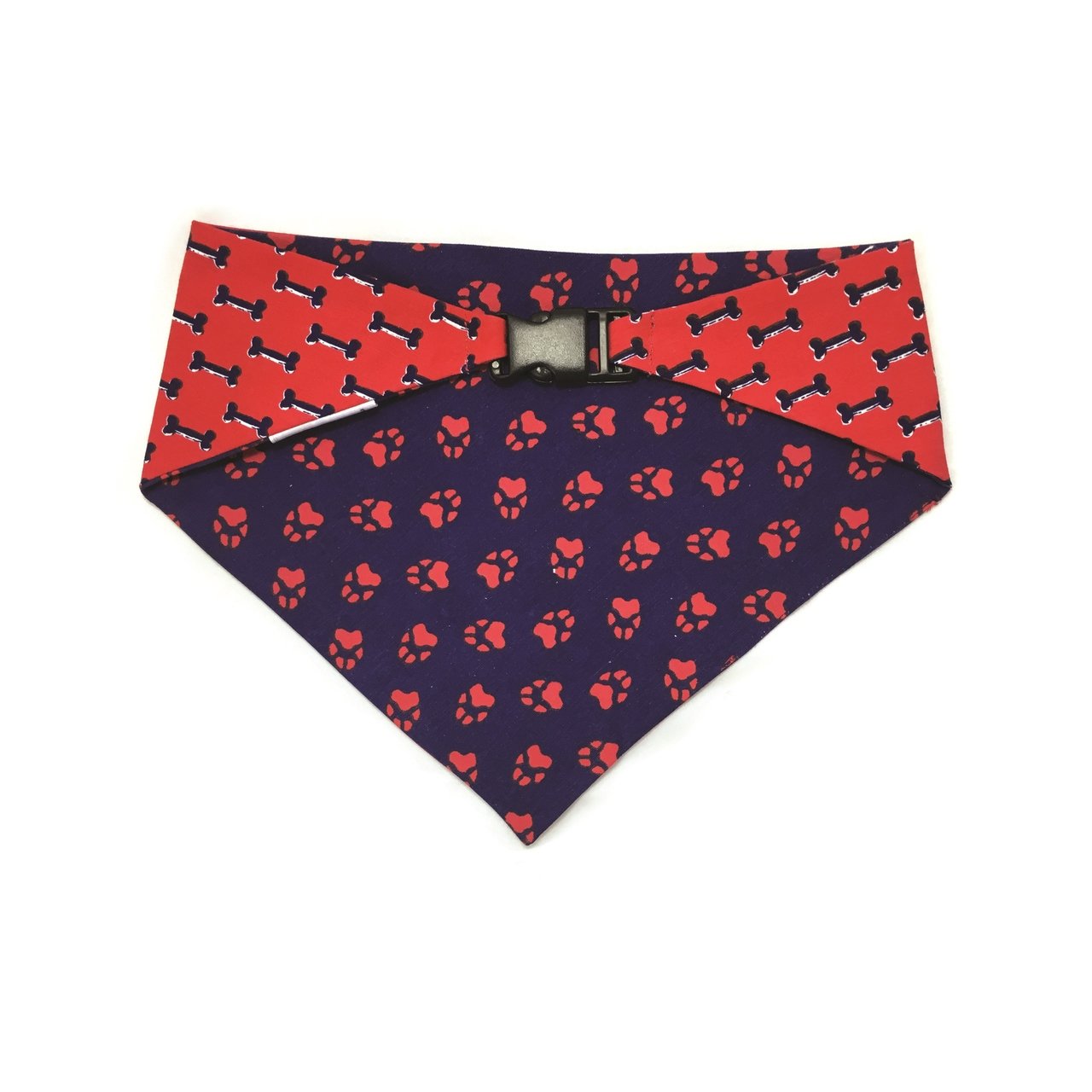 Blue & Red Reversible Dog Bandana
