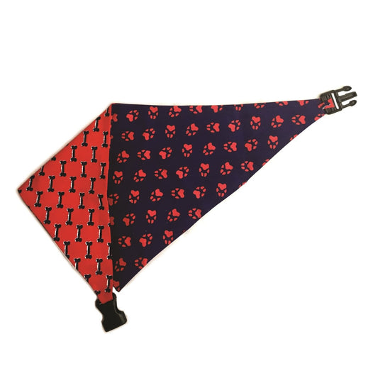 Blue & Red Reversible Dog Bandana