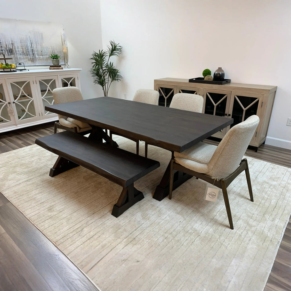Pinilla 84" Teak Live Edge Dining Table - Natural + Black