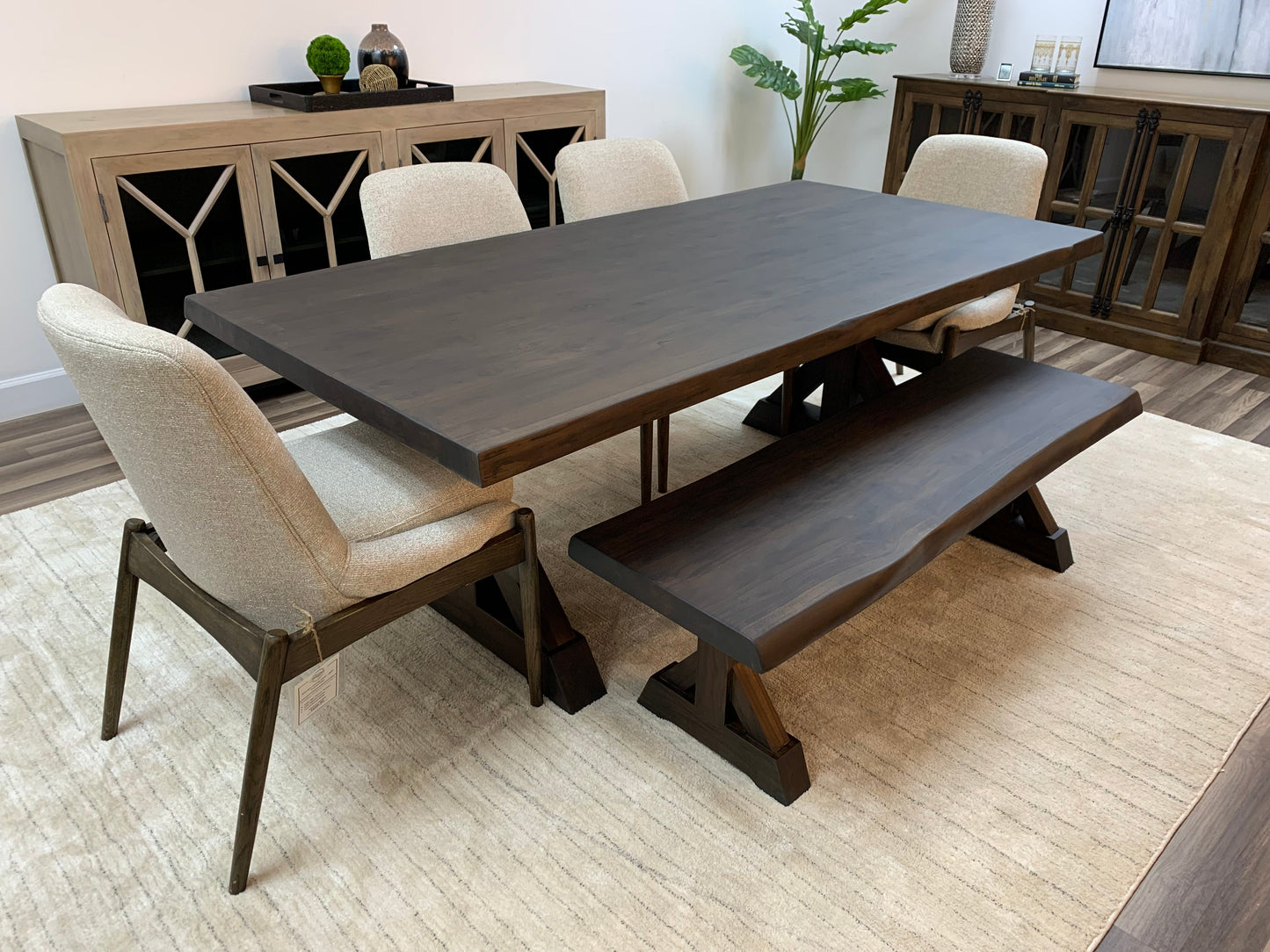 Pinilla 84" Teak Live Edge Dining Table - Natural + Black
