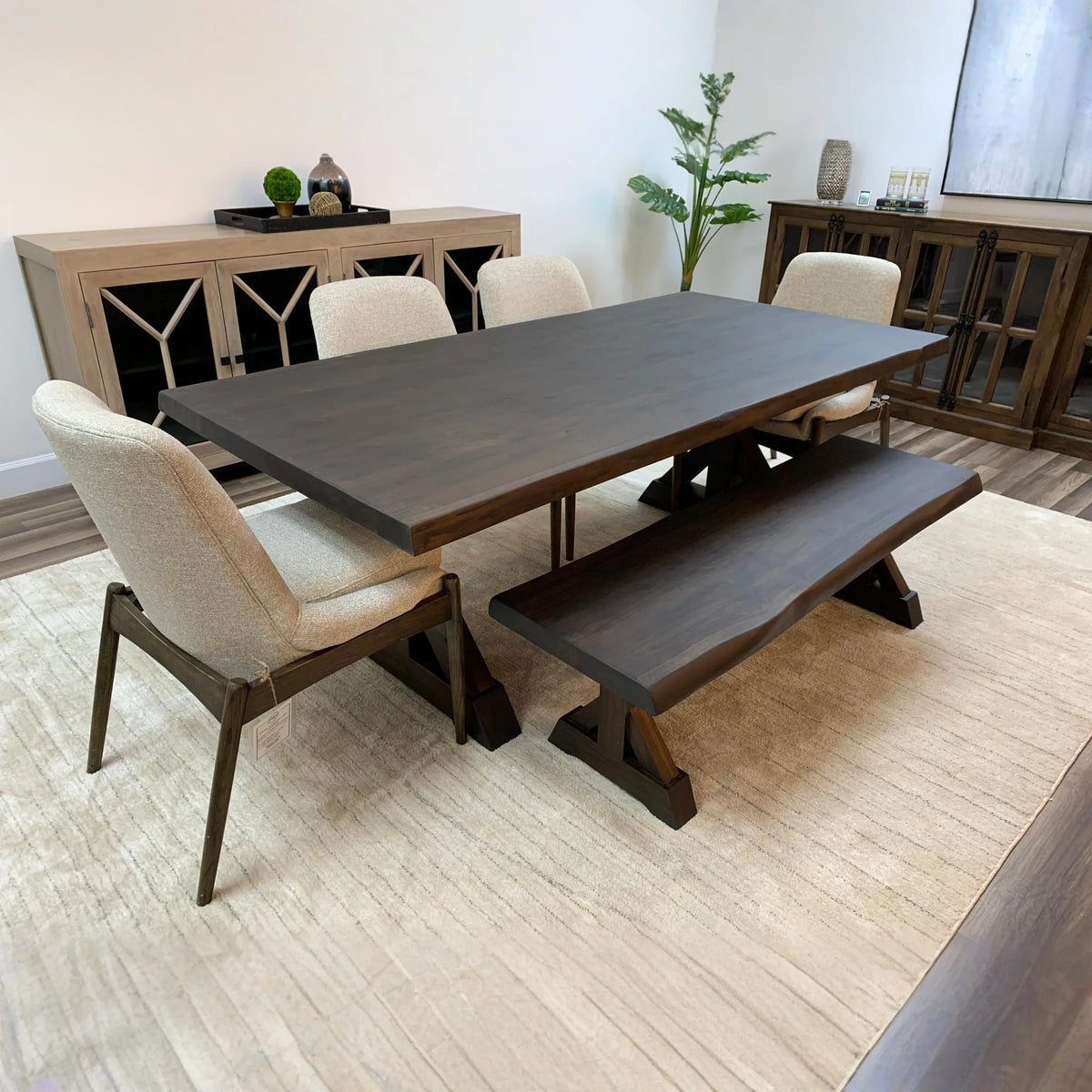 Pinilla 84" Teak Live Edge Dining Table - Natural + Black