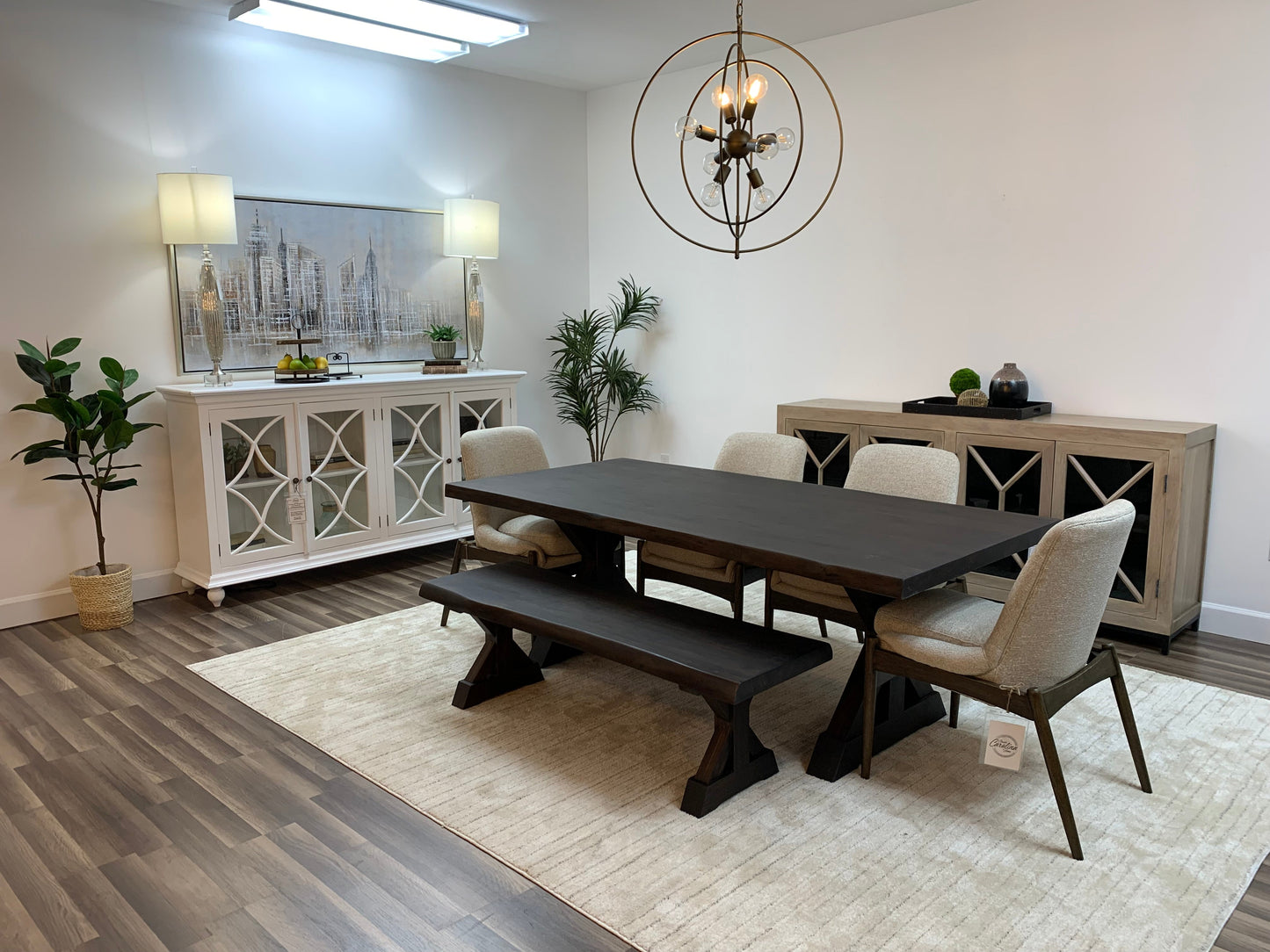 Pinilla 84" Teak Live Edge Dining Table - Natural + Black