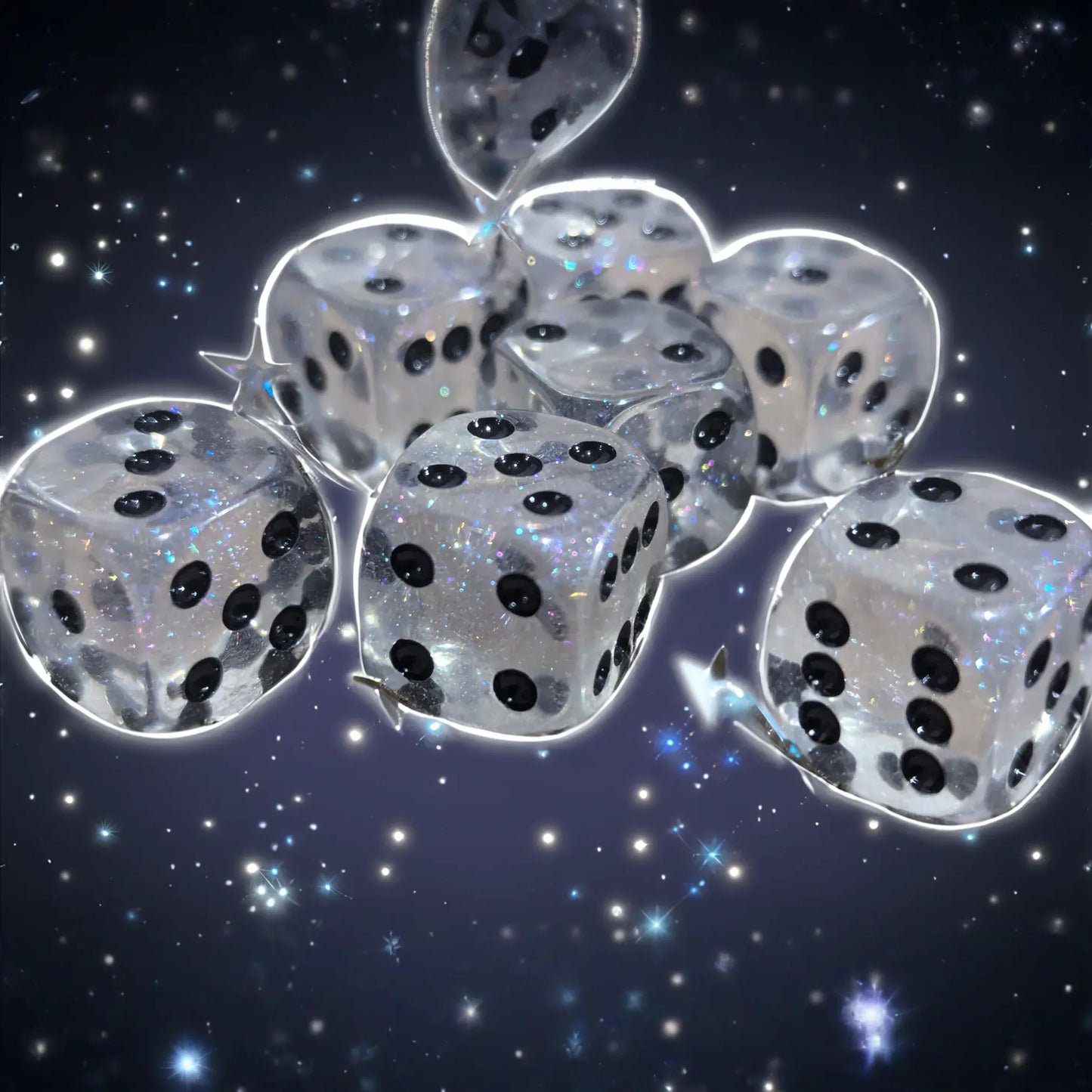 The Time Walker | Clear Glitter 16mm d6 Dice w/Black