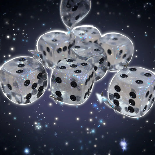 The Time Walker | Clear Glitter 16mm d6 Dice w/Black