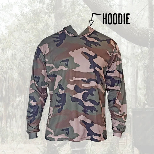 Long Sleeve Hunting Camo Hooded Tee – 100% Polyester