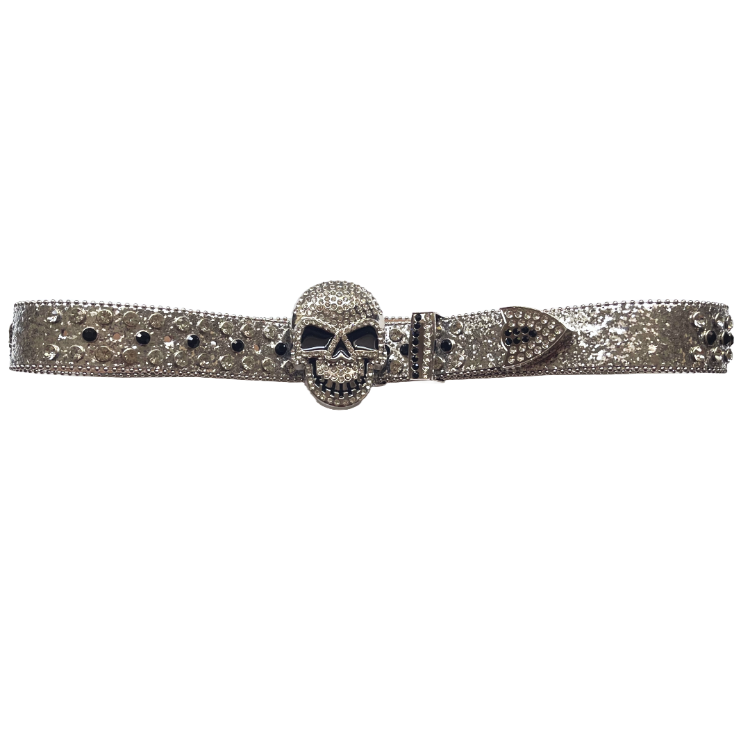 Punk Silvery Belt for Women, Shiny, Textured, Fashion Skeleton Design