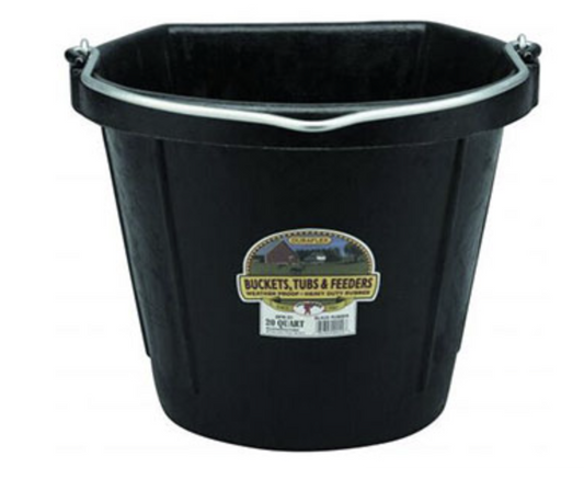 FLAT BACK RUBBER BUCKET - BLACK - 20 QUART - EACH