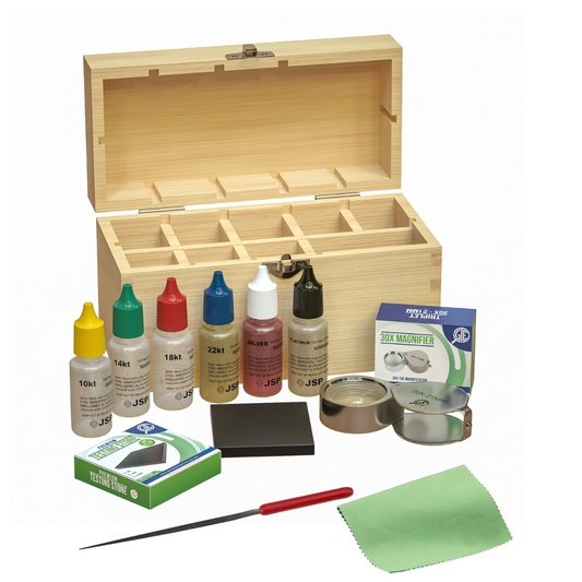 Gold Test Acid 10K 14K 18K 22K 24K Silver Platinum Jewelry Precious Metals Tester Stone Storage Box Kit Jeweler's File w/ 30X Magnifier Loupe