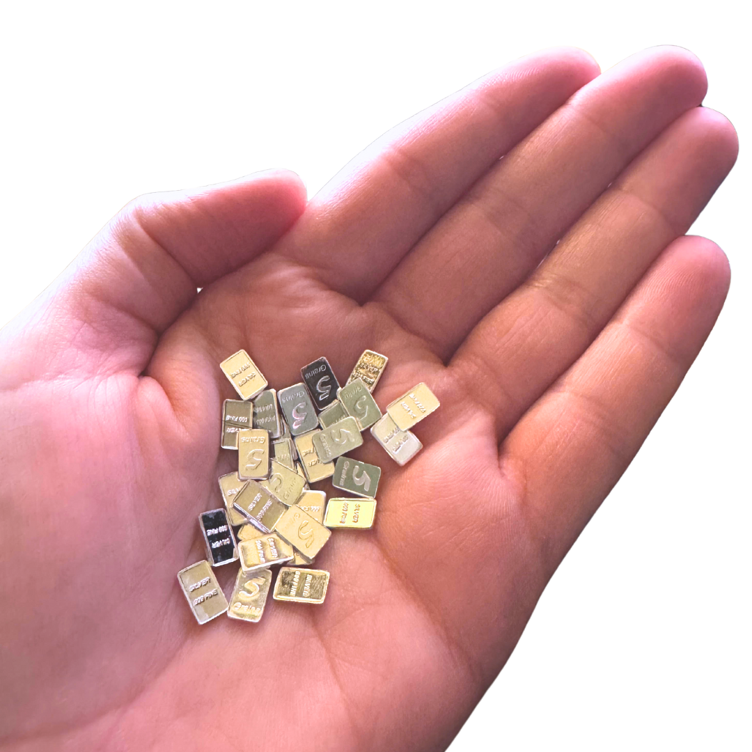 Custom Order – 500 x 5 Grain Solid .999 Pure Silver Bars, 60 x GTE 2" x 2" Scratch Test Stones, & 12- 22K JSP Gold Testing Solution