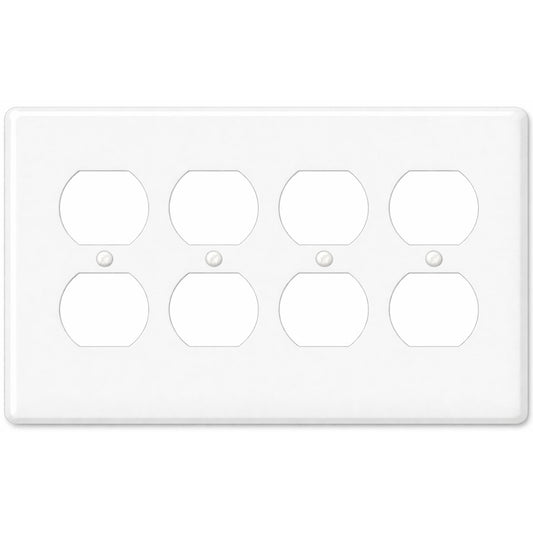 4-Gang Duplex, Princess Size, White Painted Metal Wallplate