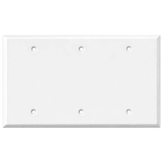 3-Gang Blank, Standard Size, White Painted Metal Wallplate