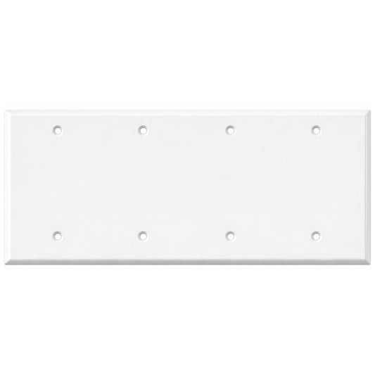 4-Gang Blank, Standard Size, White Painted Metal Wallplate