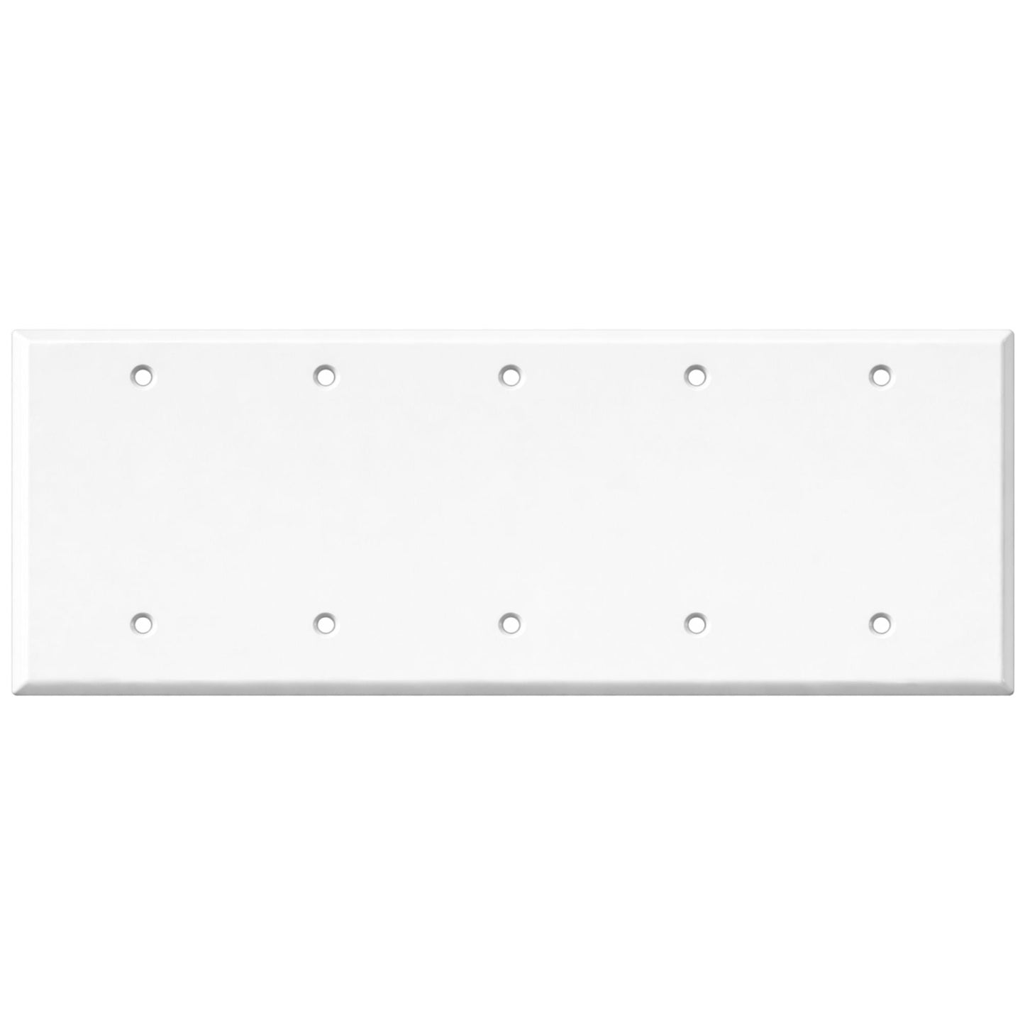 5-Gang Blank, Standard Size, White Painted Metal Wallplate